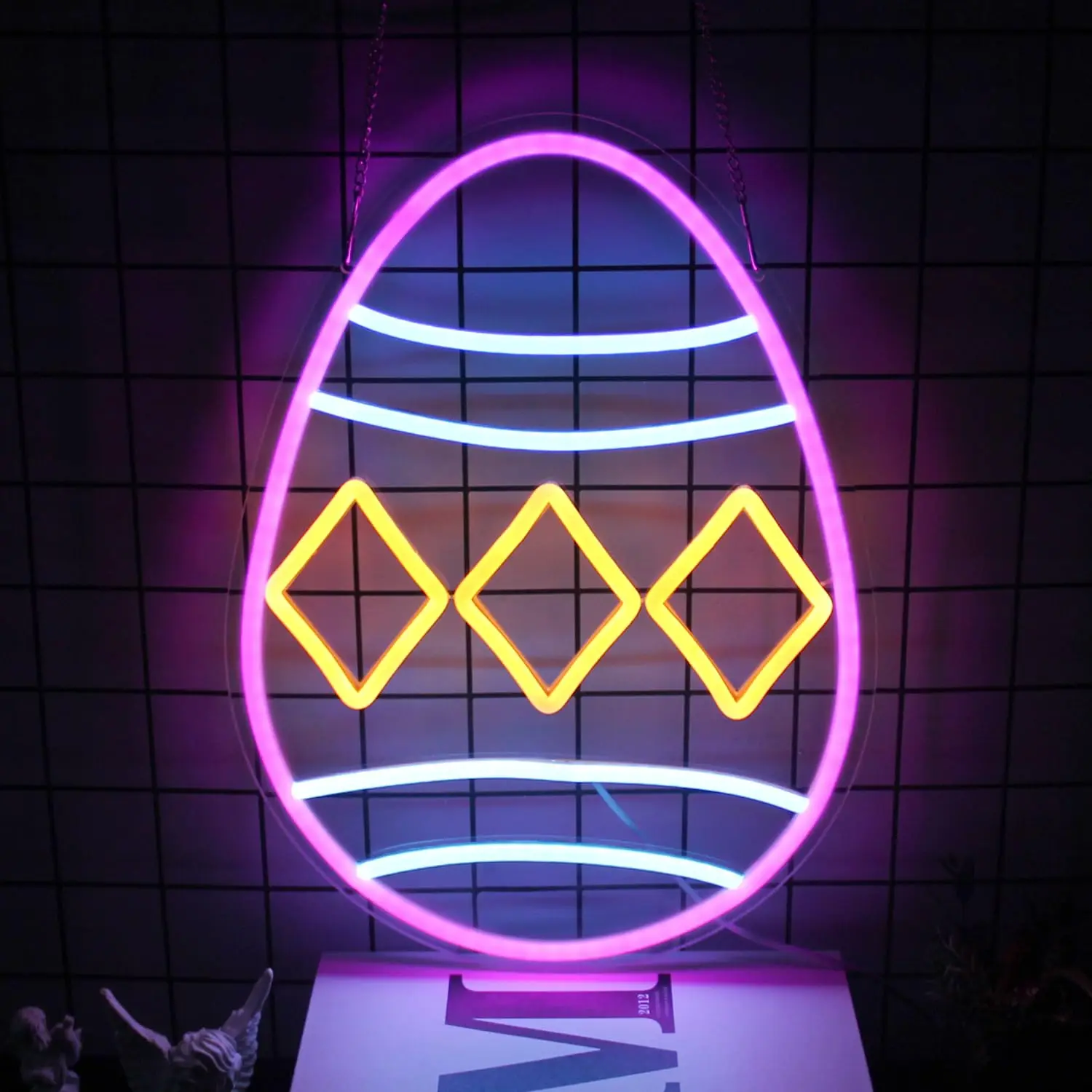 

Easter Egg Neon Sign Happy Eggs LED Signs for Wall Dimmable Decor Jesus Neon Wall Sign for Bedroom Easter Day Bar Party Decor