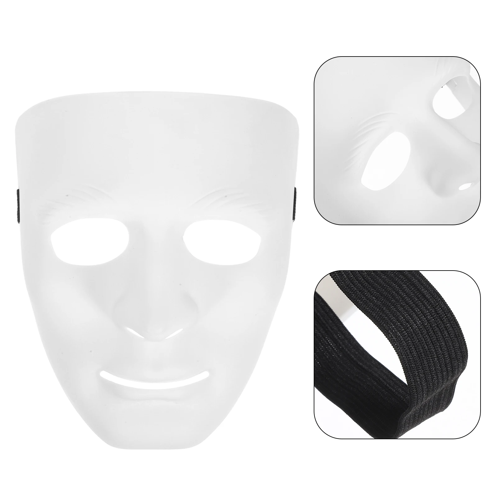 

5pcs White Full Face Plastic Masquerade Mask For Halloween Carnival Party Dancer Costume Street Dance Adult Costume Mask