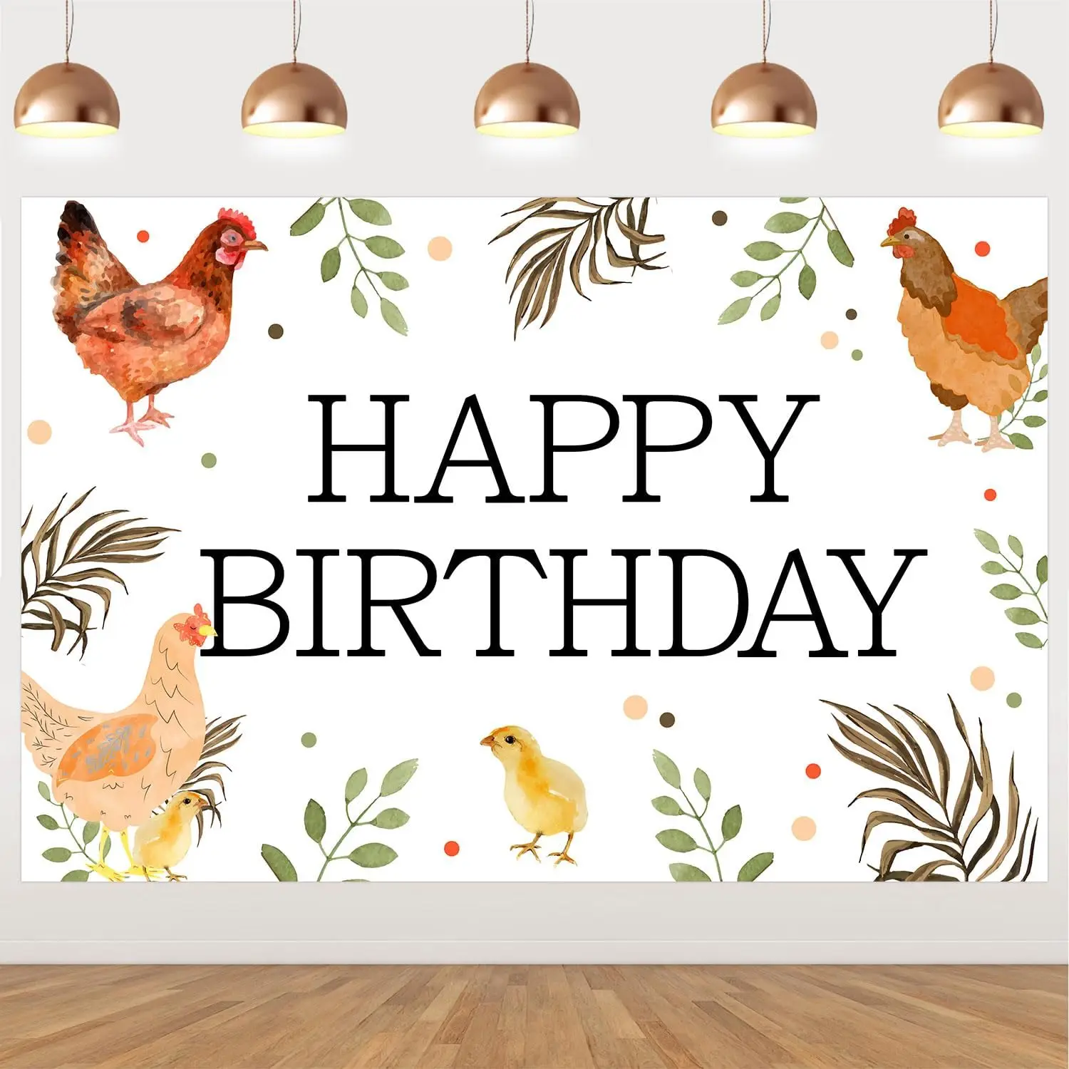 

Kreatwow Chicken Birthday Banner Backdrop Barnyard Chicken Decorations Farm Banner Little Chick Birthday Decor