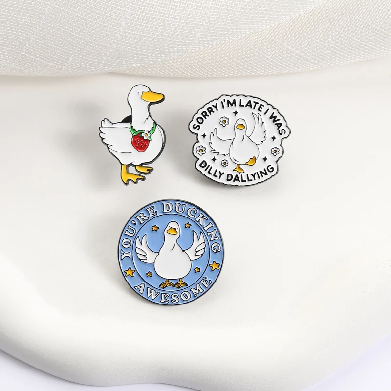 You're Ducking Awesome Enamel Pins Cute Duck Metal Brooches Fashion Lapel Badge Backpack Clothes Jewelry Gift for Friends