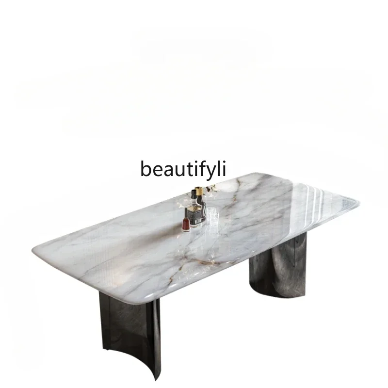 

xz1Natural Color LCD Stone Marble Luxury Stone Small Apartment Living Room Rectangular Home Dining Tables and Chairs Set
