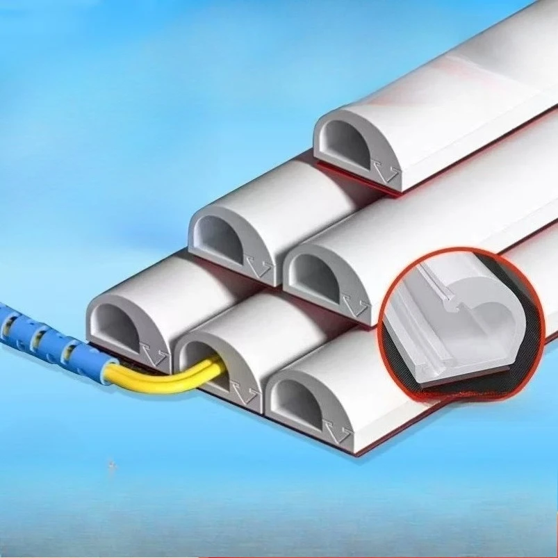 PVC Triangle Slot Floor Cord Cover Self-Adhesive Cord Protector Extension Wiring Duct Electric Wire Slot Cable Manage Cable