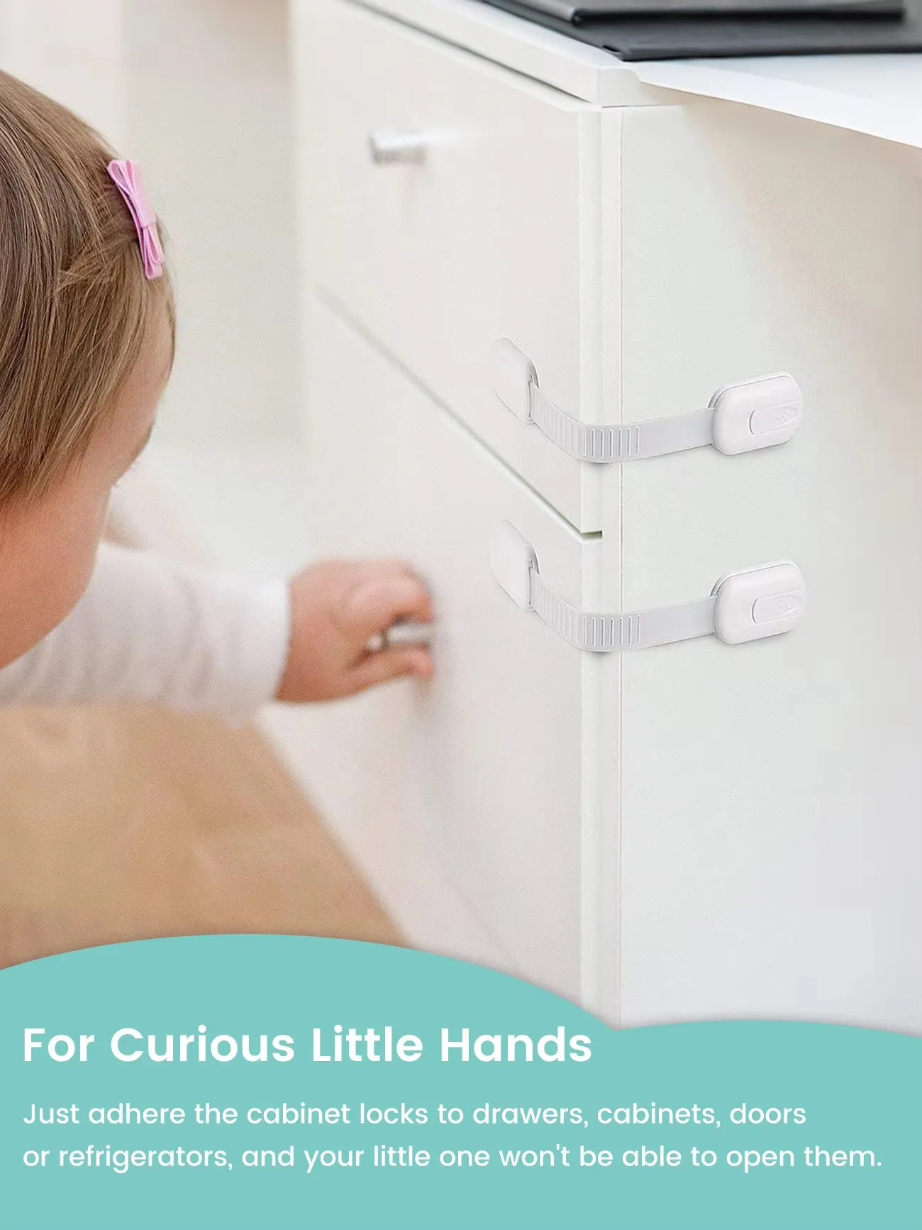 Baby Proof Cabinet Locks: Adjustable Drawer Safety Straps for Toddler Childproofing (Cabinets/Doors/Refrigerators)