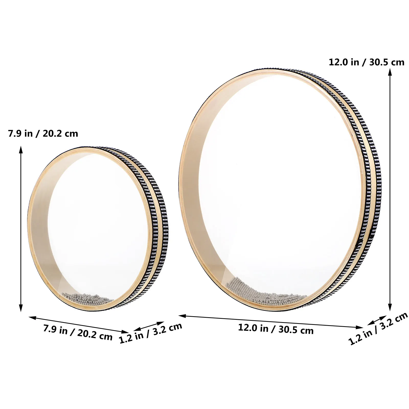 2Pcs Ocean Drums Wave Drum Hand Percussion Instrument Filled Steel Beads Romantic Sound for Music Classroom Meditation Party