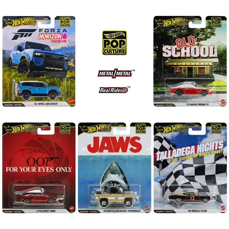 New Selling Hot Wheels Car POP Culture Series Alloy Miniature Car Model Lotus Chevrolet Great White Shark Toy Birthday Fans Gift