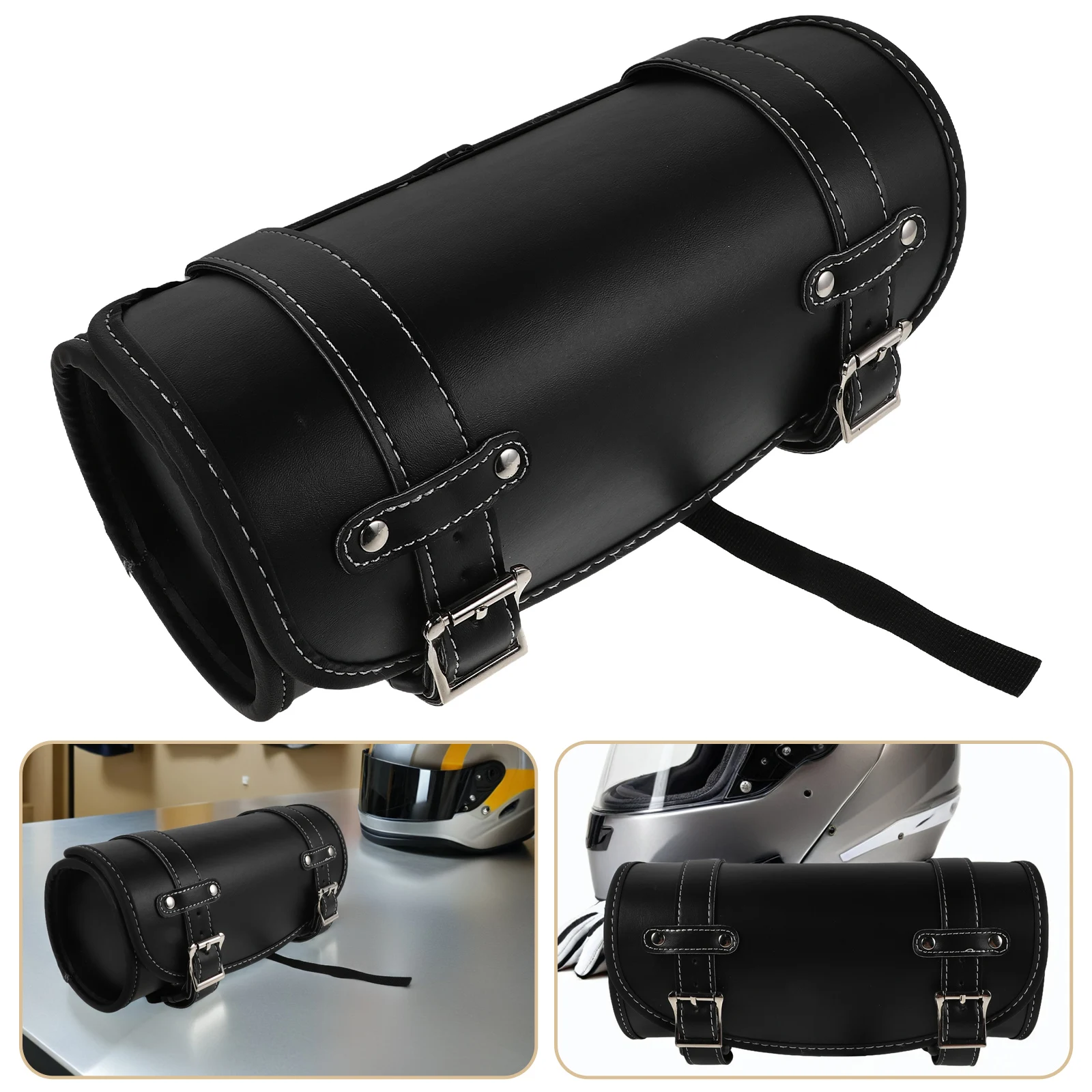 

Waterproof Motorcycle Tail Bag Durable Pu Quick Release Front Fork Storage Saddle Bag For Motorbike Tool Gear Universal Fit