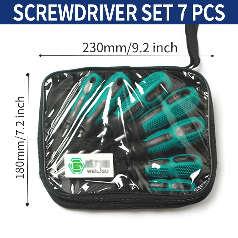 7+1pcs Screwdriver set with magnetic booster included Includes flat head and Philips All models, big and small, are well matched