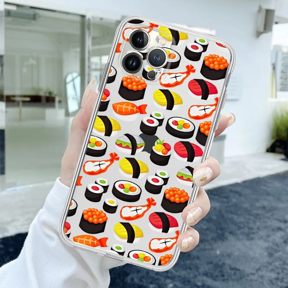 Cartoon Sushis Phone Case For iPhone 15 11 12 13 14 Mini Pro Max XR X XS TPU Clear Case For 8 7 6 Plus SE 2020