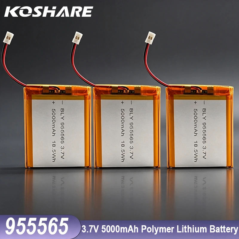KOSHARE 3.7V 5000mAh Polymer Li-ion Battery With Wire Plug for Power Bank Tablet Bluetooth Speaker 955565 Rechargeable Batteries