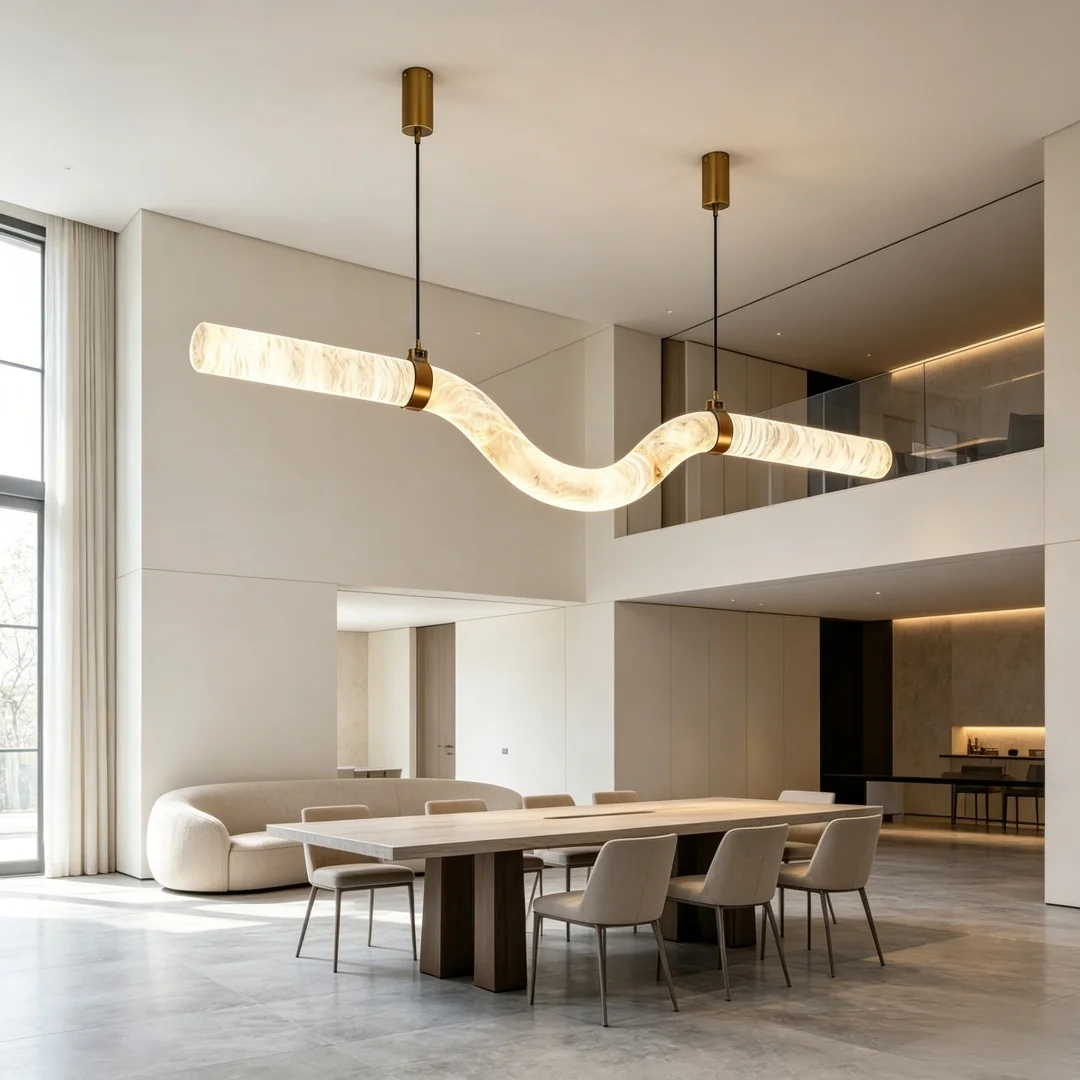 Creative Faux Marble Pendant Light for Dining Room Kitchen Island Foyer Modern Simple LED Alabaster Chandelier Lighting Fixtures