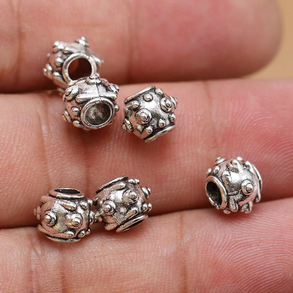 

50pcs Thorn Bead Bracelet Pendants Alloy DIY Charms Jewelry Making Accessory for Necklace Crafts ( Silver)