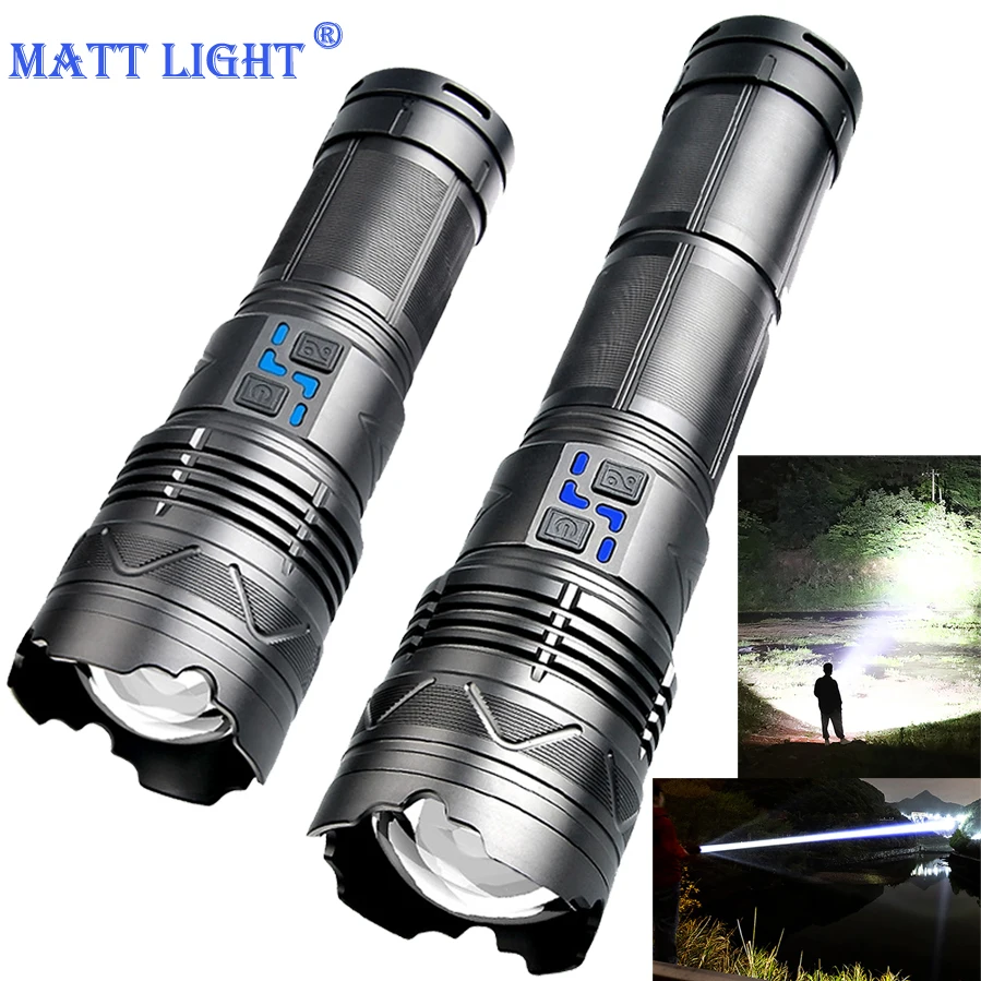 

High Power Self Defense Flashlight Aluminum Camping Rechargeable Lamp Electric Teaser Ultra Powerful Defense 18650 LED USB Light