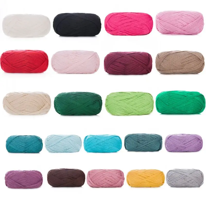 

100g Acrylic Fiber Flat Faux Wool Kntting Yarn Crochet Thick Hand-Woven DIY Thread for Basket Blanket Braided Cushion Floor Mat