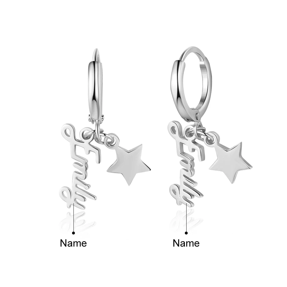 JewelOra Personalized Nameplate Hoop Earrings for Women Customized Any Name Letter Earrings Wedding Mothers Day Gifts Jewelry