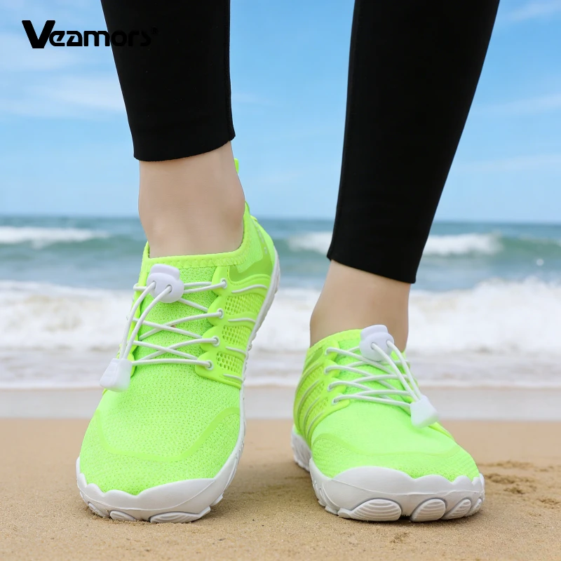 通気性メッシュ水泳アクアシューズ男性女性裸足ビーチウォーターシューズ速乾性屋外ウェーディングシューズボート釣りサーフィン