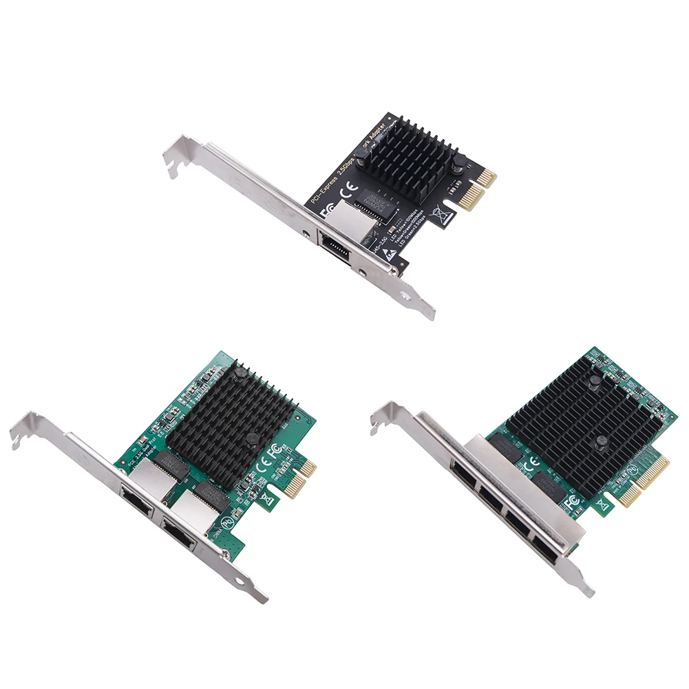 1/2/4 Port 2.5GB PCIe Network Card Gigabit Ethernet Card RJ45 NIC PCI Express Ethernet Adapter RTL8125BG Chip for Gaming Office