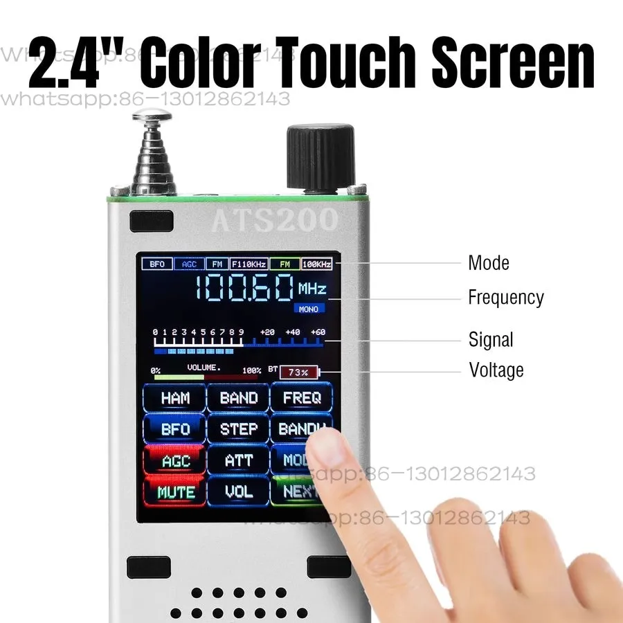 ATS200 Full Band Radio Stereo Receiver Aviation Band Radio FM AM SSB LW MW SW AIR RDS  +2.4-inch TFT Screen +Bluetooth 5.3