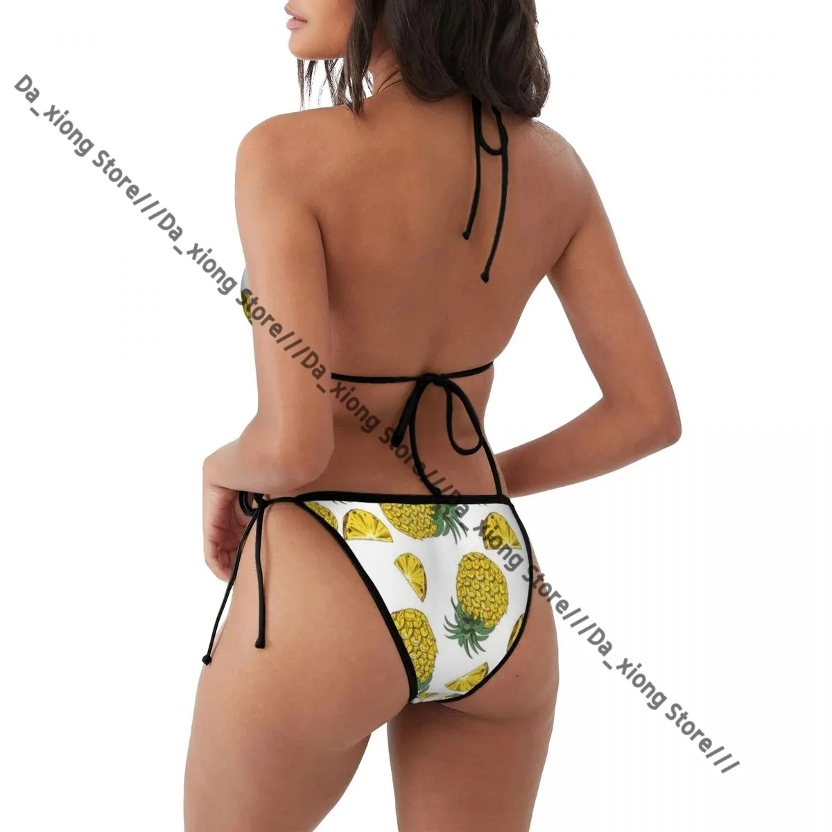 여성 수영복 끈 비키니 세트 섹시한 수영복 빈티지 수영복에 컬러 파인애플 삼각형 붕대 여성 비치웨어