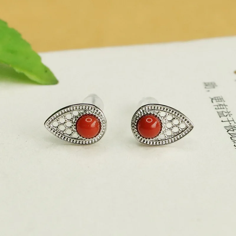 natural-nanhong-agate-stud-earrings-crystal-color-treasure-s925-silver-needle-earrings-women