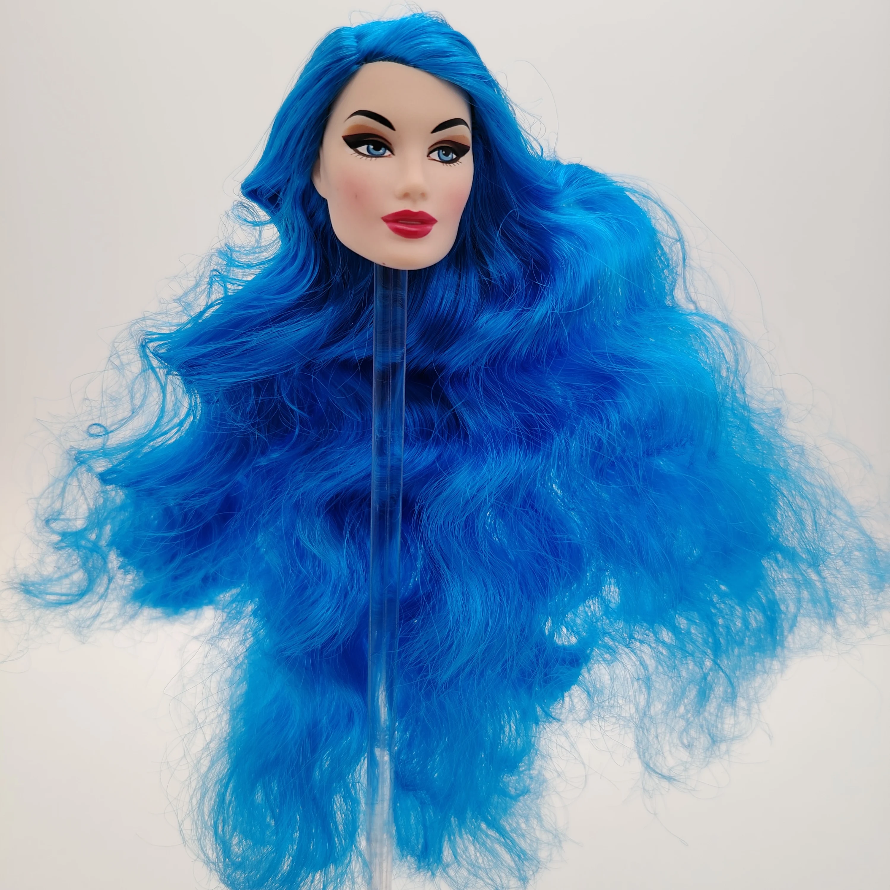 

Кукла Fashion Royalty Gloria Grandbuilt Katy Keene с голубыми волосами, японской кожей, масштаб 1/6, голова куклы OOAK