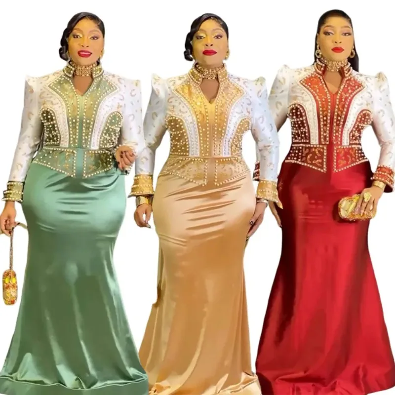 

Plus Size Evening Dresses for Women African Luxury Gown Elegant Muslim Wedding Party Long Dress Ankara Ladies Clothing Outfits