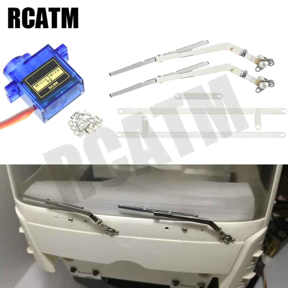 1 para metalowych wycieraczek elektrycznych z serwomechanizmem 9 g do ciężarówki Tamiya 1/14 RC Actros Arocs MAN Scania R620