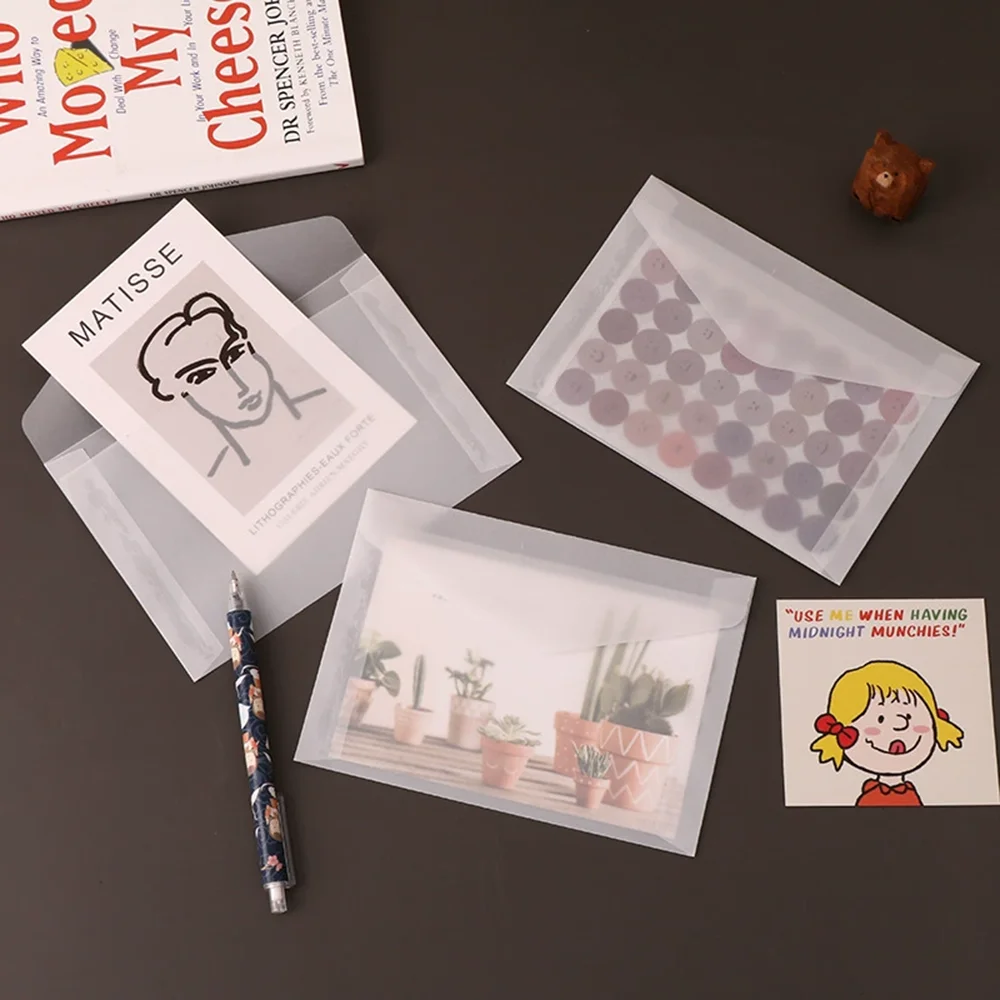 10Pcs Transparent Sulfuric Acid Paper Envelope DIY Postcard Card Storage Wedding Invitation Gift Packing Envelope