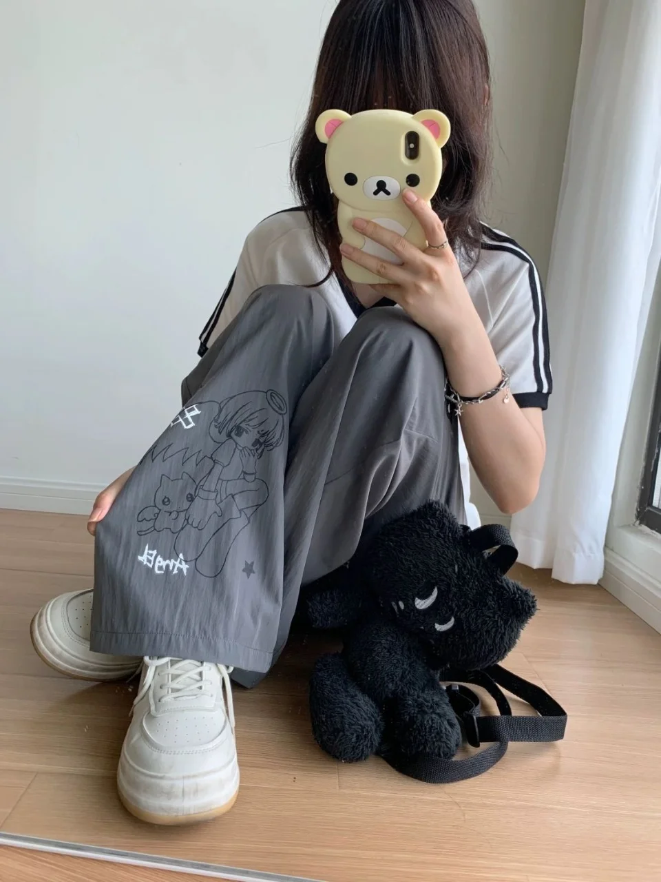 日本のサブカルチャー原宿スタイルアニメプリントレディースカジュアルパンツ夏アメリカンスパイシーガールストリートスタイルパンツエモ