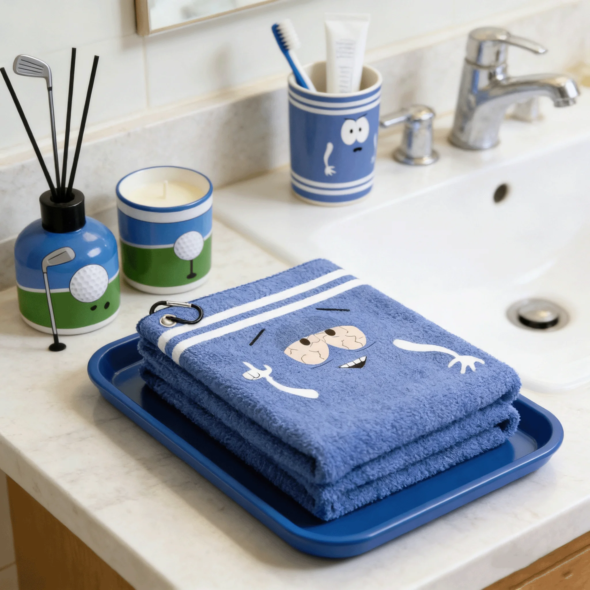 

Golf Towel Cartoon Expression Soft Towel Quick-Drying Printed Double-Sided Velvet Absorbent Bath Towel Face Towel For Children