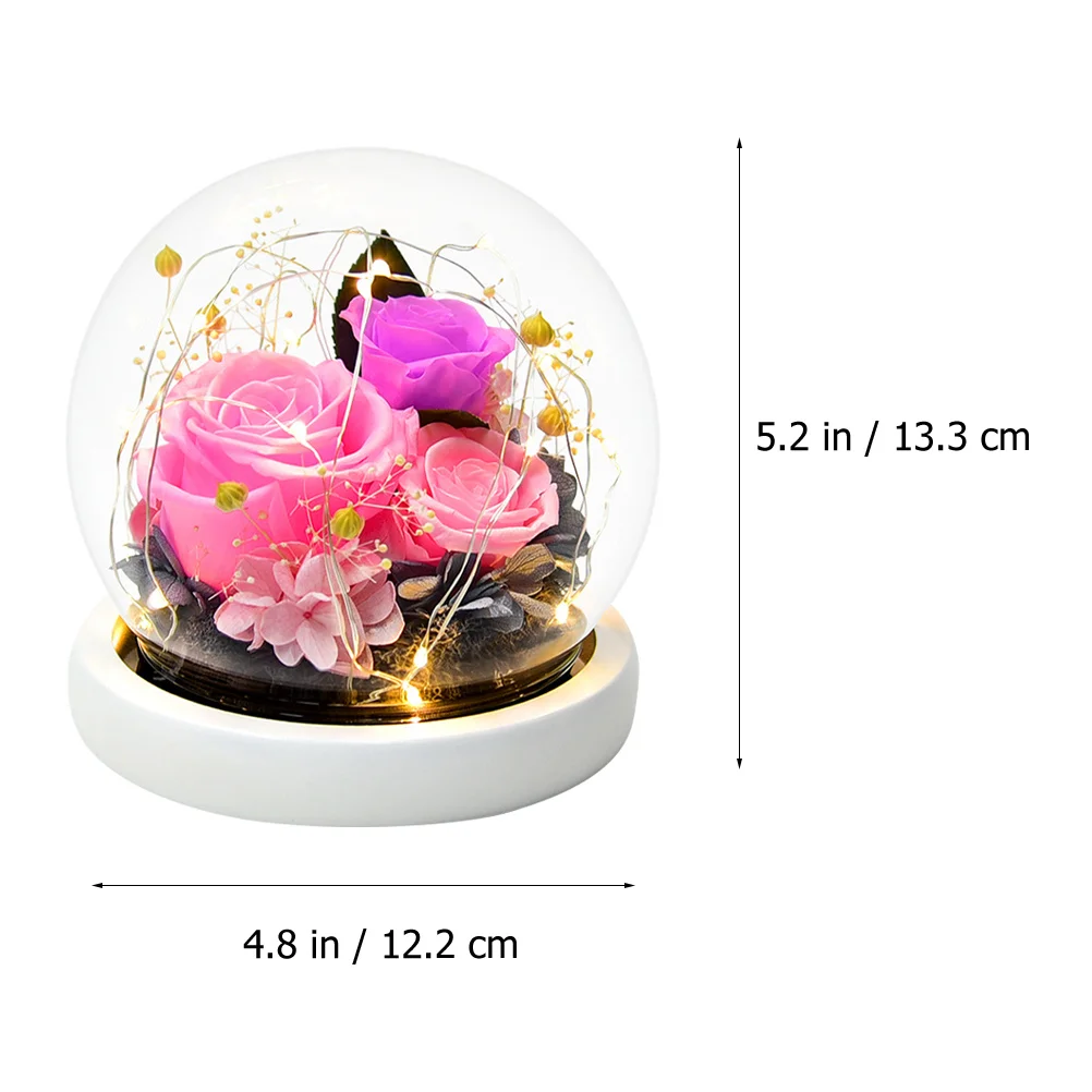 1 قطعة هدية صندوق الخالد زهرة زجاجية قبة ديكور رومانسية عيد الحب هدية لها مكتب المنزل الإبداعي