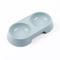 Dogs and Cats Feeding Double Bowl Macarons Plastic Feeding Bowl Double Bowl Pet B owl Drinking Water Feeding