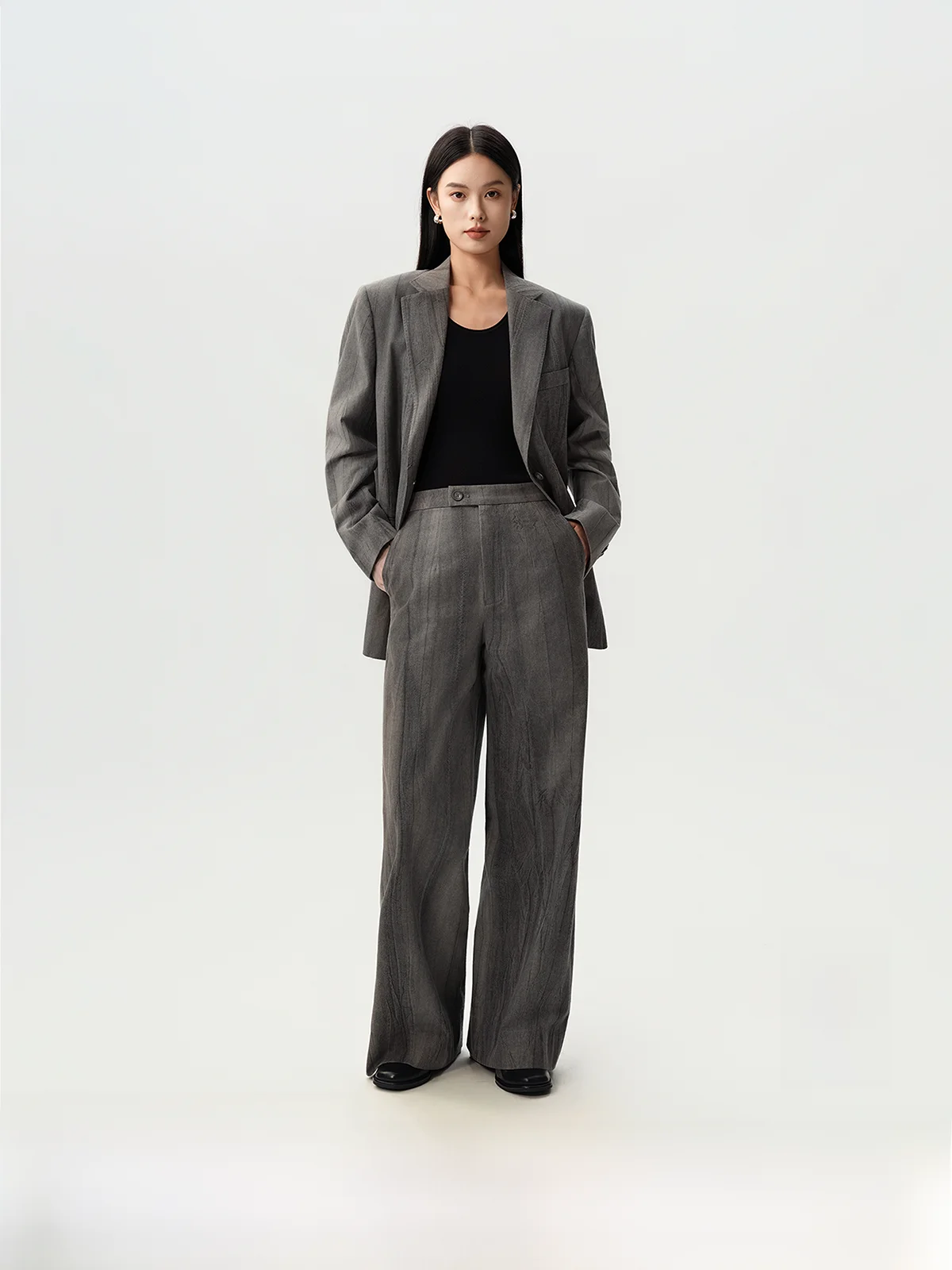 

Костюм Waed с винтажной текстурой, приталенный, из чистого хлопка, для повседневной носки, с длинными рукавами, на одной пуговице, стандартной длины