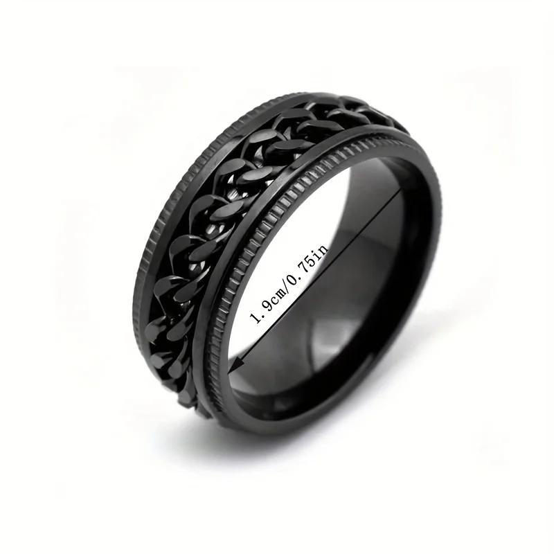 4pcs Men\'s Stainless Steel Rings 8mm Rotatable Ring Fashion Black 8mm Simple Ring Men\'s Dating Wedding Ring Set Gift for Men