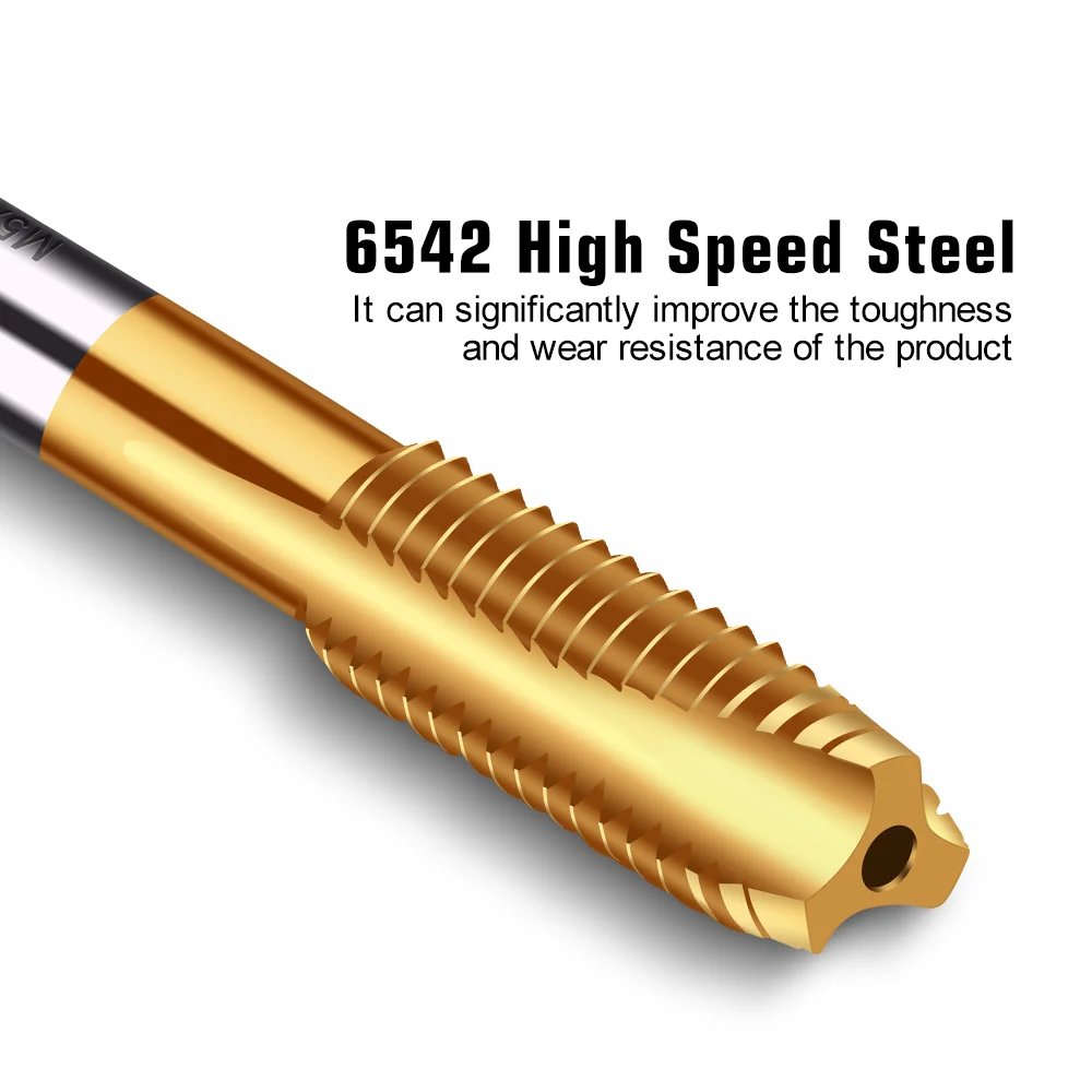 HSS Steel Straight Groove Screw Tap Titanium Coated Metric Thread Tap M2-M24 Machine Plug Tap HSS6542 Threading Tool Drill Bit