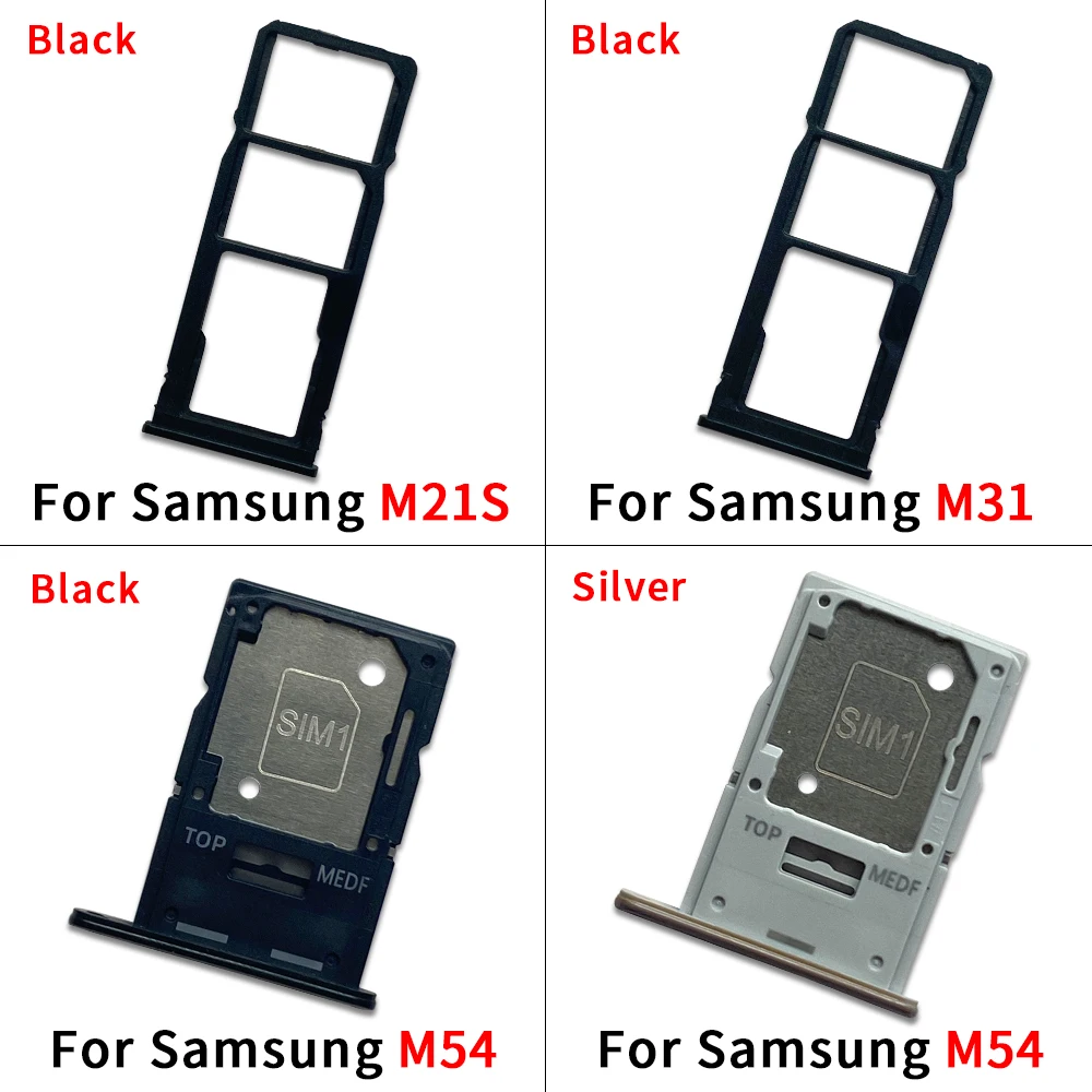 10Pcs，Dual Card SIM Card Tray Chip Slot drawer Holder Adapter Accessories Parts For Samsung M21 M21S M22 M31 M54 M34 5G M15 5G