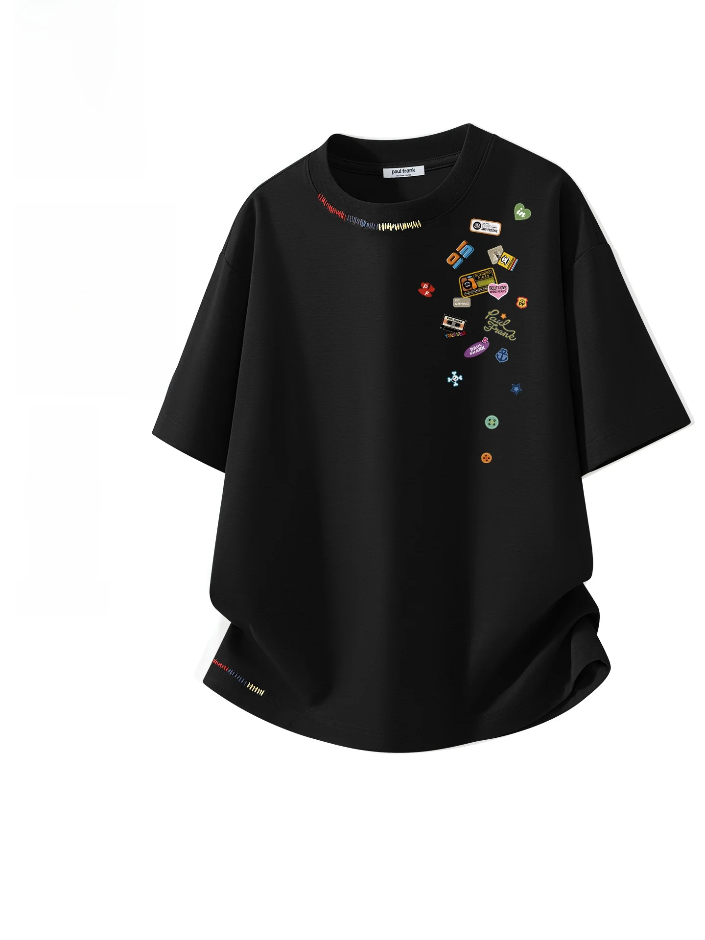 

Мужская летняя модная брендовая футболка Mulan из хлопка с вышивкой и принтом, свободного кроя, с коротким рукавом, антибактериальная, тонкая, стандартного кроя