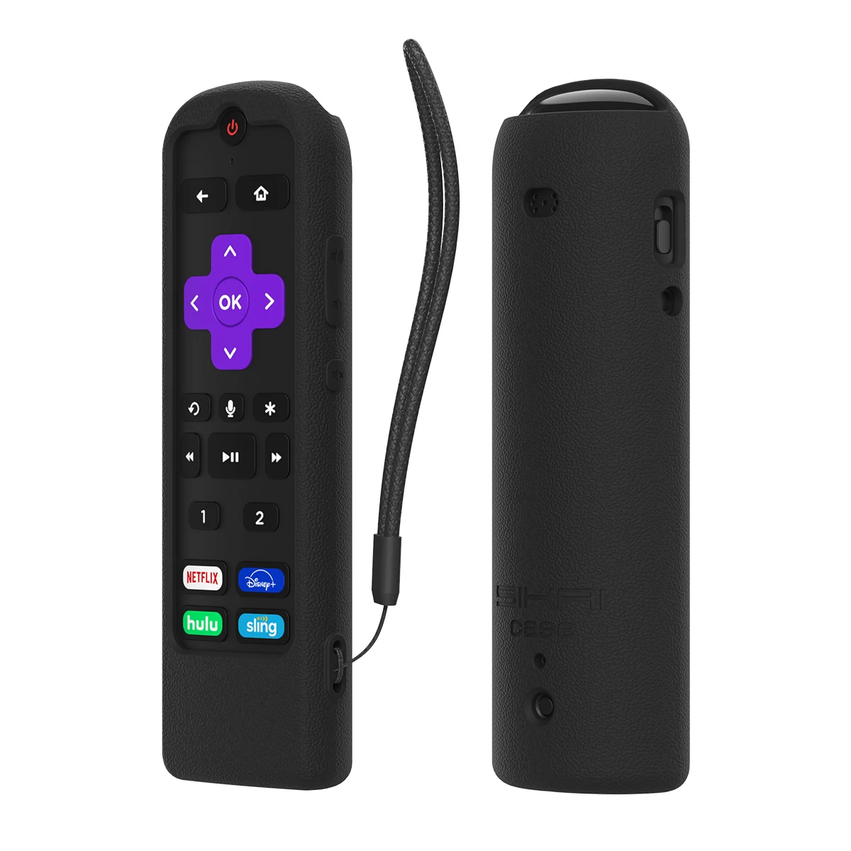 Funda de silicona para Control remoto por voz Roku, cubierta protectora a prueba de golpes con cordón para Control remoto por voz de TV TCL RC580 Roku
