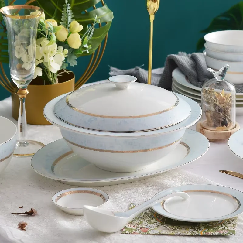 Party Wedding Luxury Dinnerware Sets China Porcelain Guests Fine Christmas Plates Women Gift Vaisselle De Luxe Tableware Set