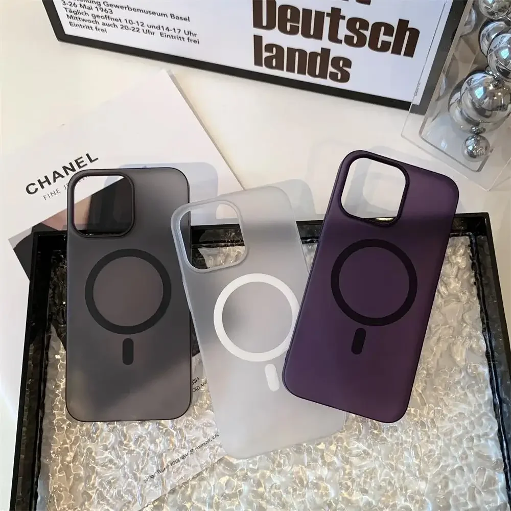 Matte Ultra-Thin for Magsafe Case For iPhone 15 16 14 11 12 13 Pro Max Plus Magnetic Wireless Charger Hard PC Translucent Cover