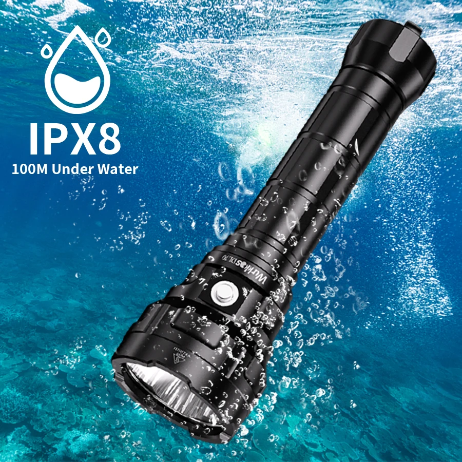 

Wurkkos DL70 Scuba Diving Flashlight 13000LM High Power Searchlight IPX8 Waterproof 4*XHP50B LED Lamp 2*26650 Underwater Lantern