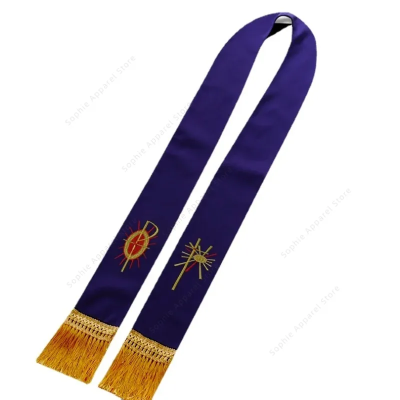 

Clergy Stole Priest Confession Belt Scarf with Tassels One-sided Shawl Religion Scarves
