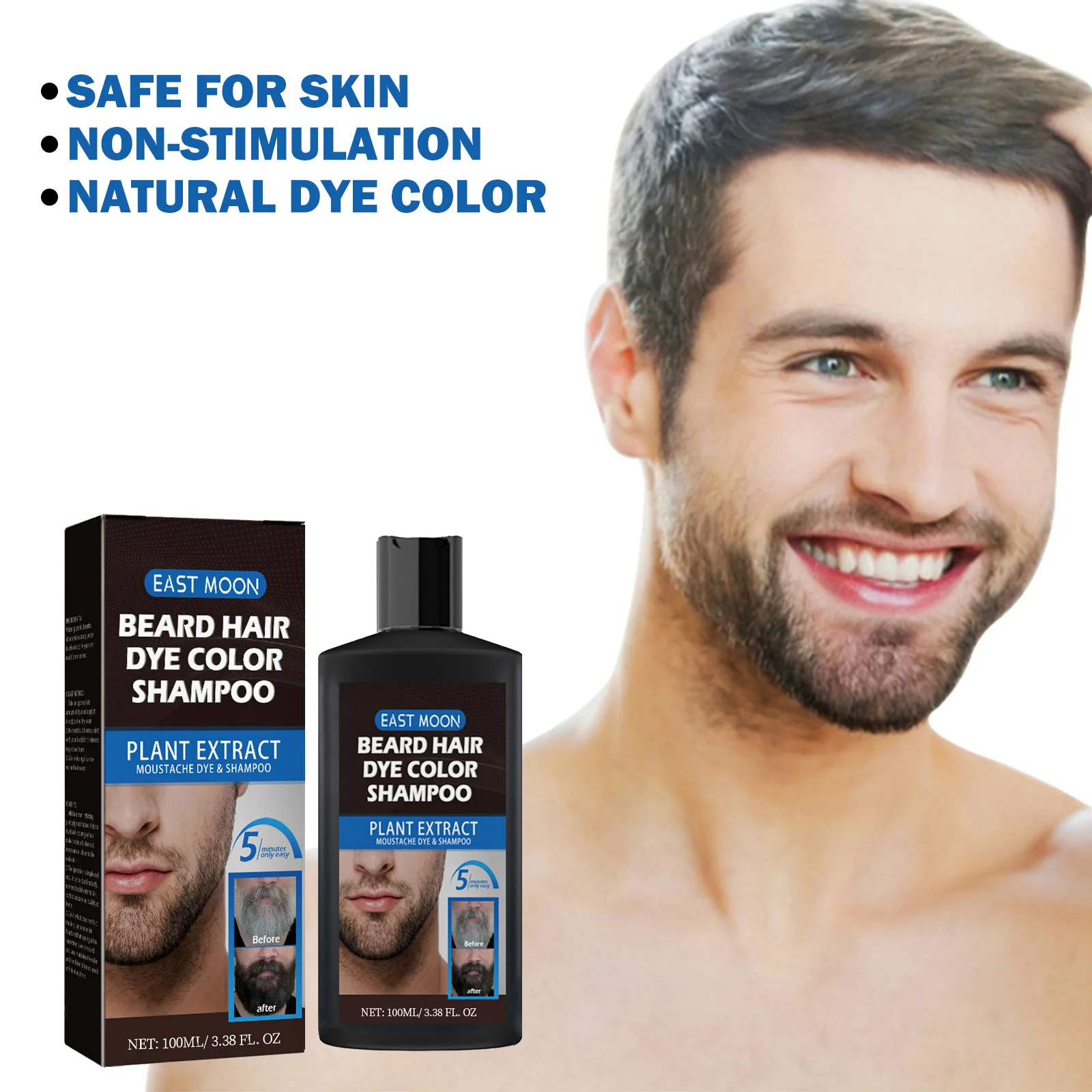 Chamomile Beard Dye Shampoo Gentle Dyeing Nourish Hair Root Lock Coloring Lasting Anti Fade Smooth Shiny Moustache Dye Shampoo