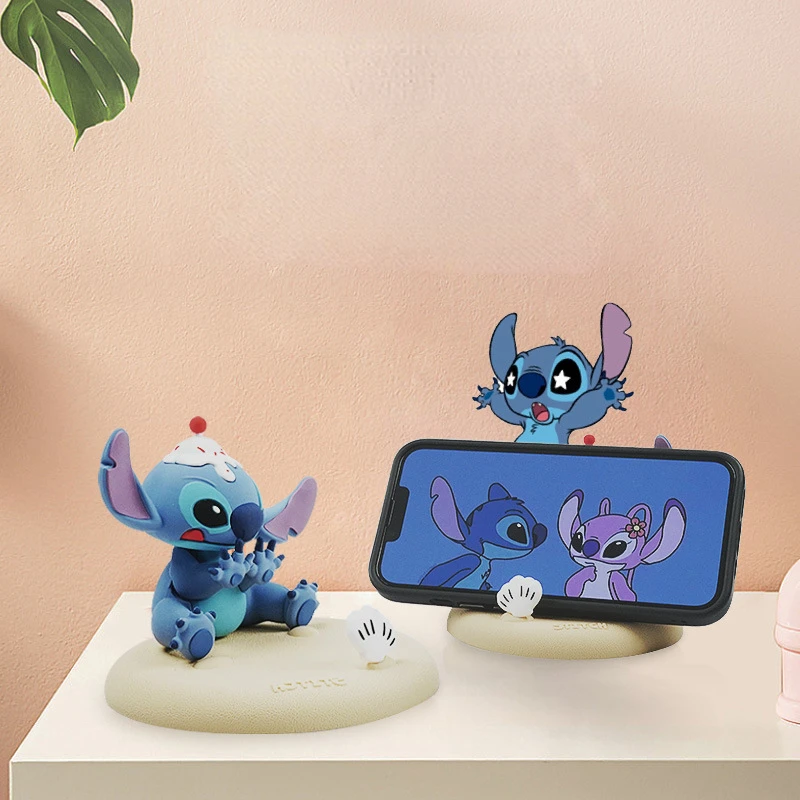 MINISO Stitch-soporte creativo para teléfono móvil, adornos de fiesta para cumpleaños de niños, decoración de escritorio para el hogar