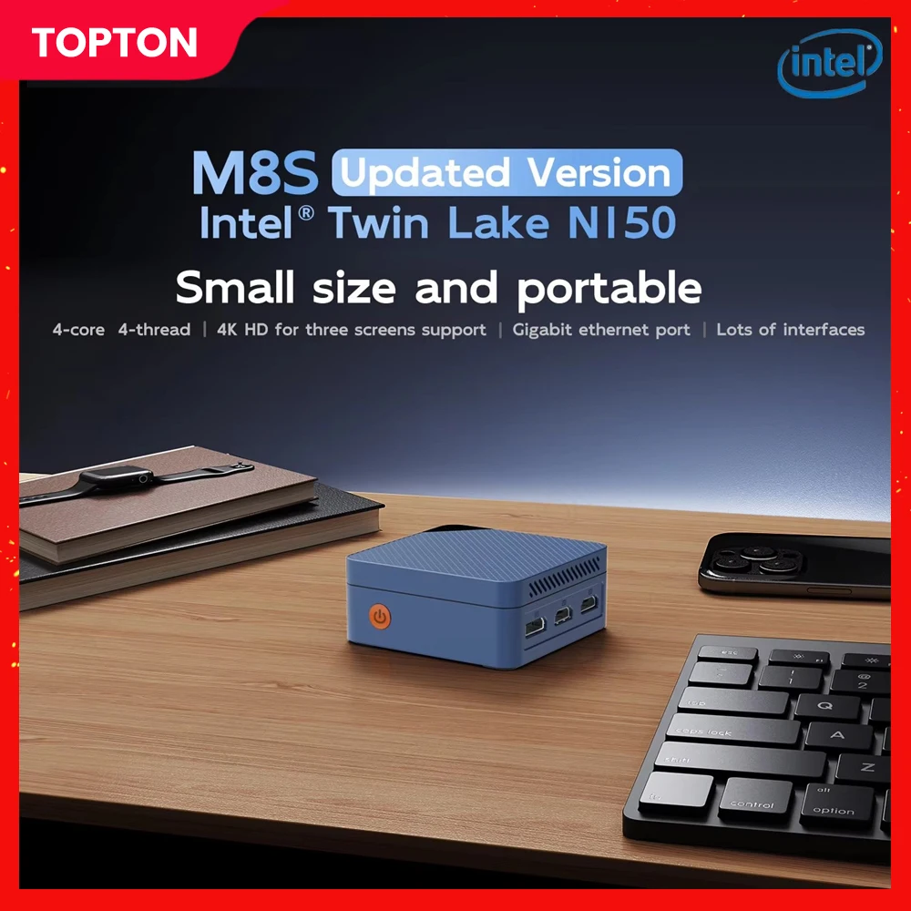 Topton Pocket Mini PC M8S Twin Lake Intel N150 Windows 11 12 GB DDR5 4800 MHz Gaming-PC Desktop-Computer 2 LANs Besser als N100