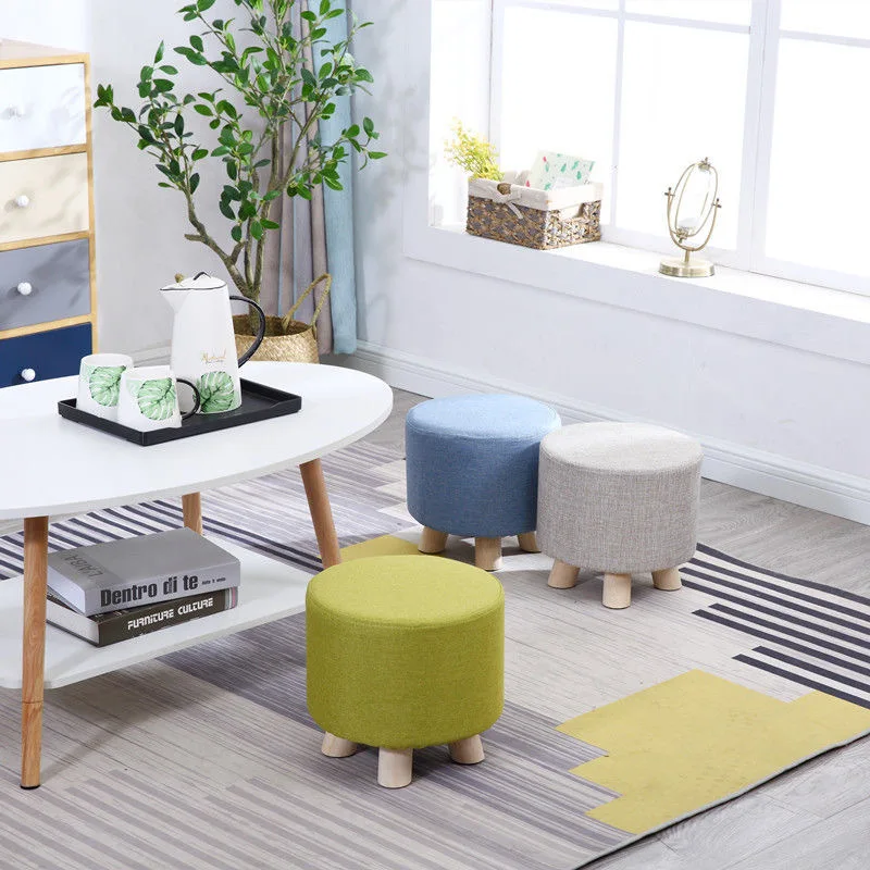 Multi-Functional Round Stool Small Wooden For Kid Adult Bedroom Dining Furniture Shoe Rack Footstool Soft Beach Makeup Chair