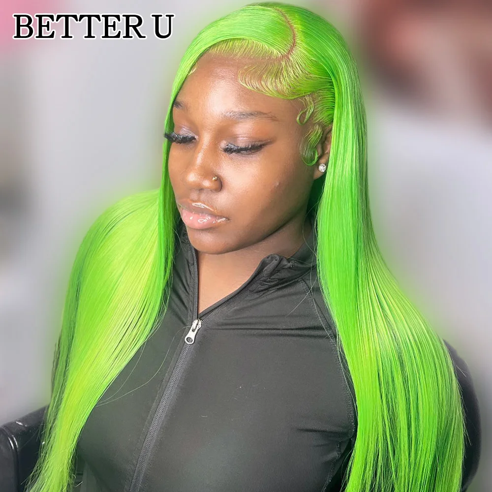 

Straight 13x6 Lace Frontal Human Hair Wig Light Green Pre Plucked Brazilian Hair Blonde Colored 13x4 Lace Front Wig For Women