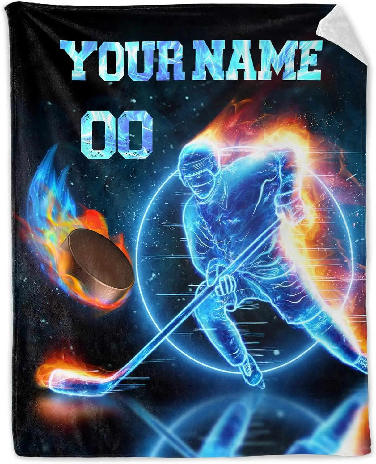 

Personalized Hockey Gifts for Boys - 30" x 40" Inches Hockey Throw Blanket Gifts for Girls - Cool Black Soft Warm Throw