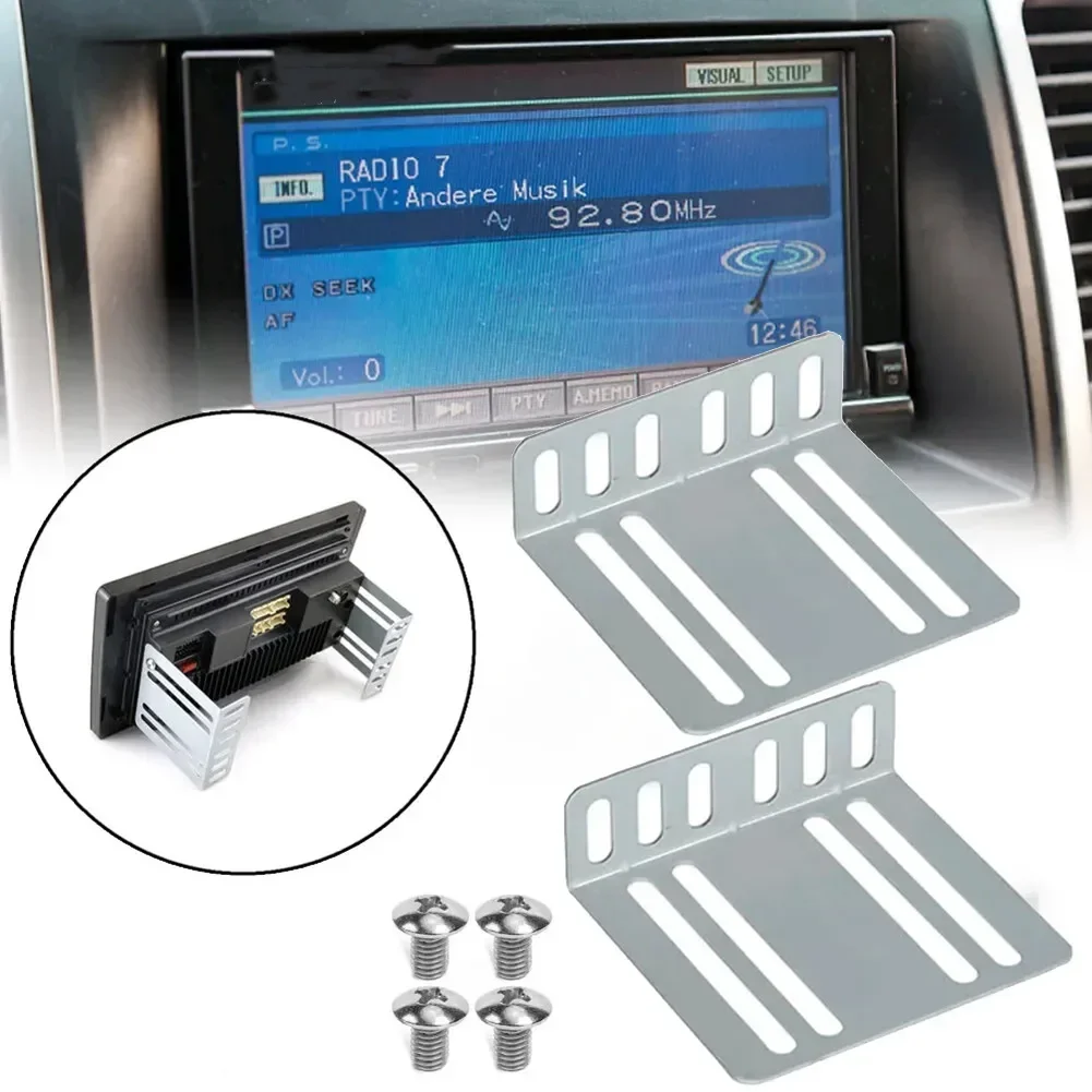 

2 Din Car Radio Installation Kit MP5 Mounting Holder Support Bracket Metal Parts Accessories 70x75x24mm