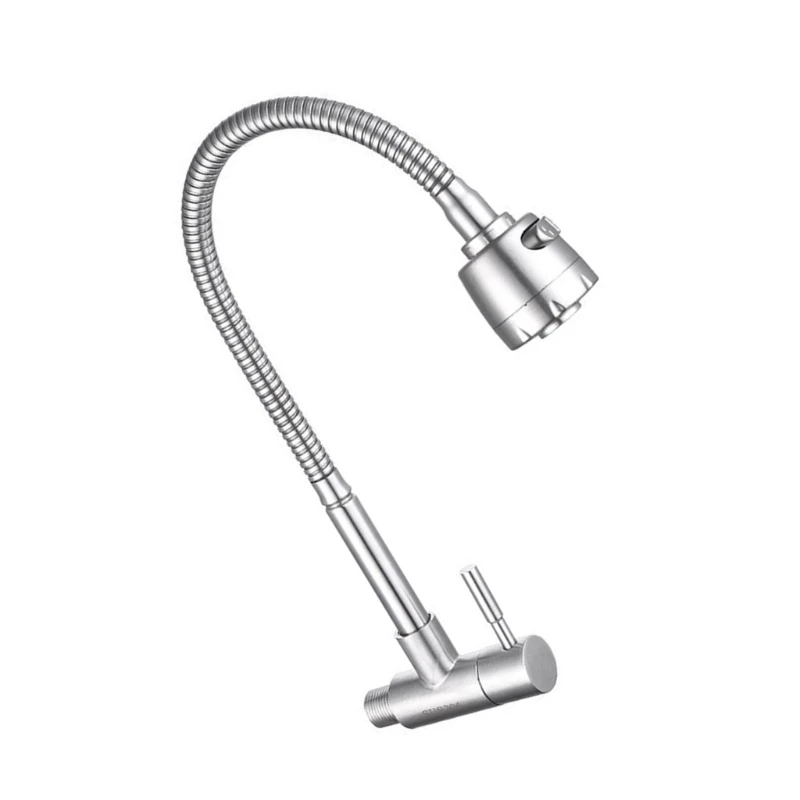 New Functional Wall Mount Kitchen Faucet Single Cold Use 360 Rotation Water Tap