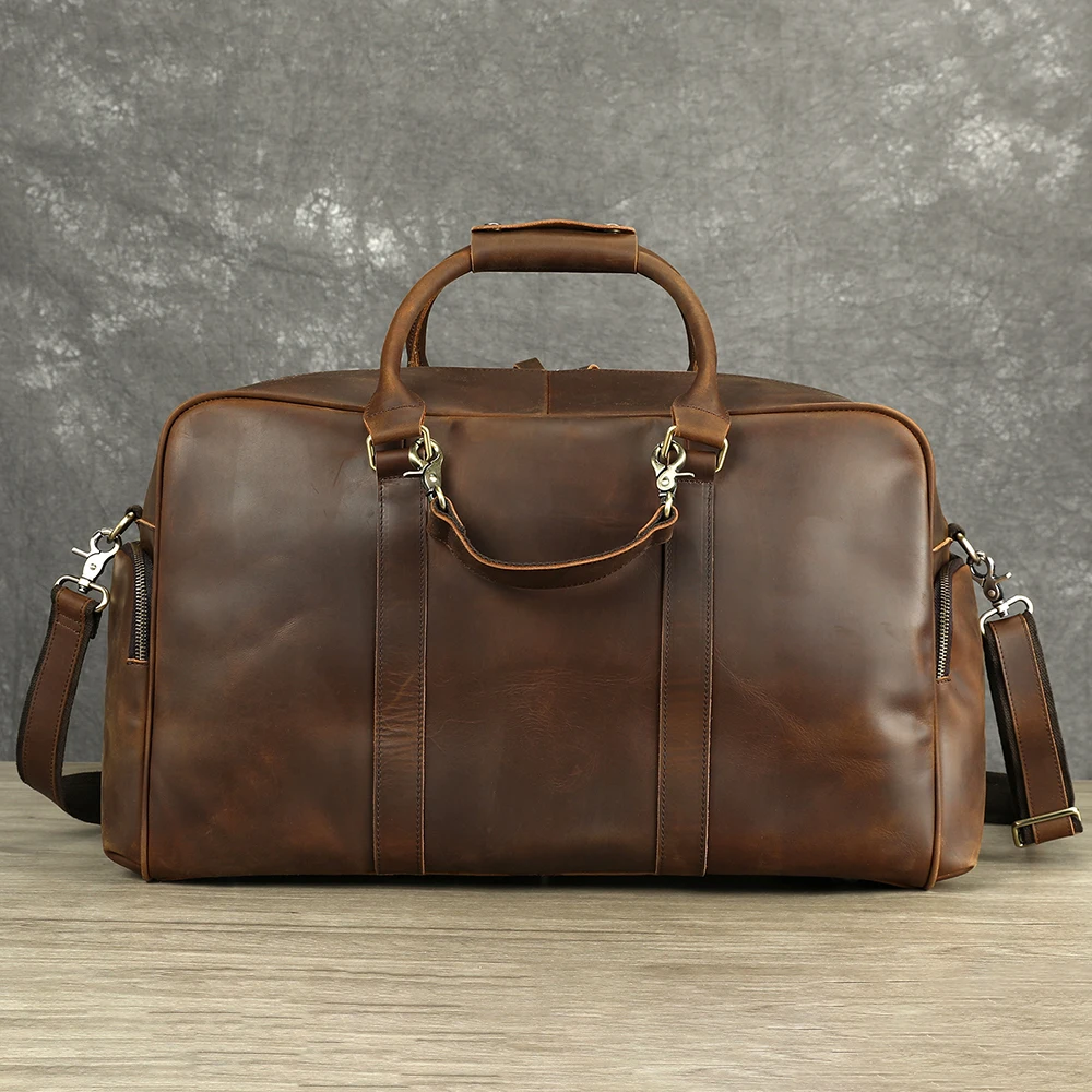 

WESTAL Men Travel Bag Leather Duffle Bag Large Vintage Genuine Leather Weekend Bags Man Hand Luggage Man Shoulder Bags Gym 7415